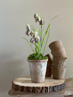 Realistic Faux Fritillaries in Aged Terracotta Pot with Moss. Luxury Artificial Flower Arrangement, Rustic Wedding & Home Gift.
